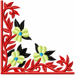Floral Filigree Corners Embroidery Design 3